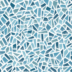 Seamless vector pattern. Blue clay broken mosaic, tiles - obrazy, fototapety, plakaty