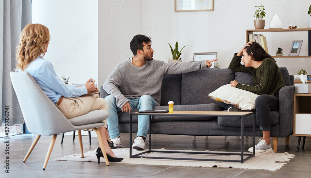 Aufkleber keep talking until the answers become clearer. shot of a couple having an argument during a counseli