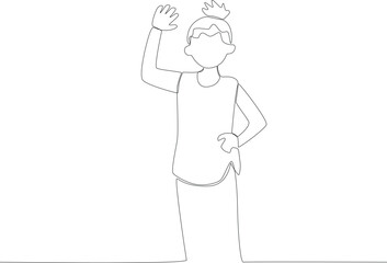 A woman meets her friend in celebration. Africa day one line drawing