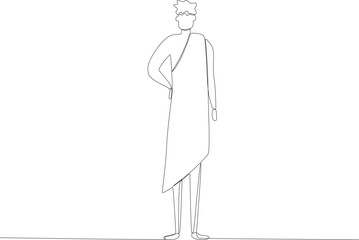 A man wears traditional clothes. Africa day one line drawing