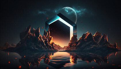 Experience the beauty of this extraterrestrial neon wallpaper. Generative AI.