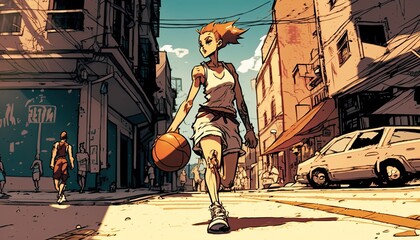 basketball on the street Generative Ai