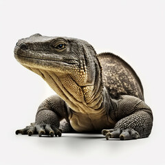 Obraz premium Komodowaran auf weißem Hintergrund (Generiert durch KI-Tool)