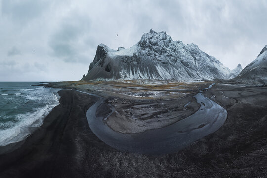 Road and mountains on seashore