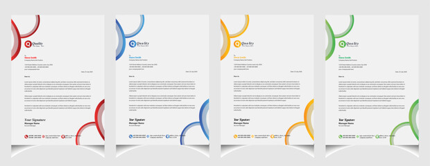 Fototapeta premium Corporate business colourful letterhead template with a4 size stationary item modern letterhead.