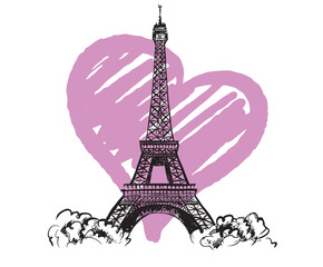 Eiffel tower hand drawn illustrations