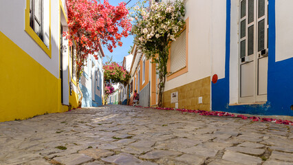 Houses and streets of Ferragudo, Algarve, Portugal, Europe