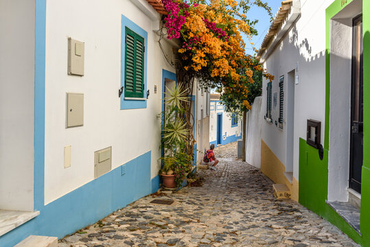 Houses and streets of Ferragudo, Algarve, Portugal, Europe