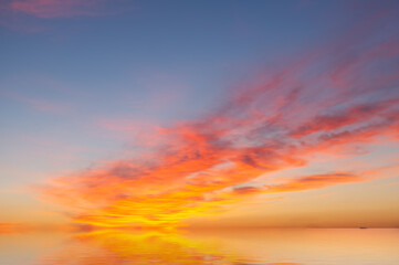 orange mystic sunset on the  sea