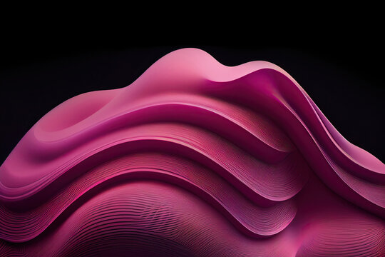 Fuchsia 3D abstract shape. Generative AI