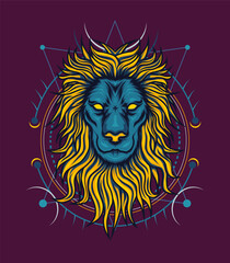 Tattoo Lion King Face With sacred Background