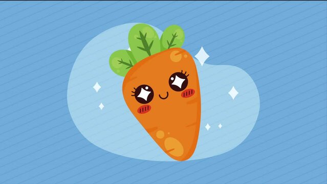 fresh carrot vegetable kawaii character animation