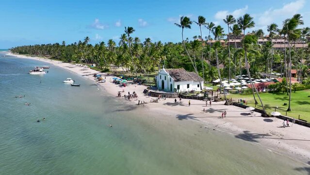 Carneiros Church At Carneiros Beach In Pernambuco Brazil. Famous Church. Nature Landscape. Background Scenery. Travel Destinations. Carneiros Beach Pernambuco. 