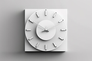 Abstract clock deal over white wall realistic 3d
