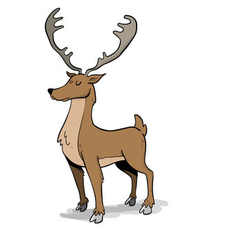 Big brown noble stag with big antlers
