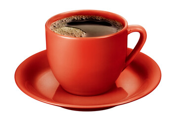 xícara vermelha com café expresso em fundo transparente - café expresso