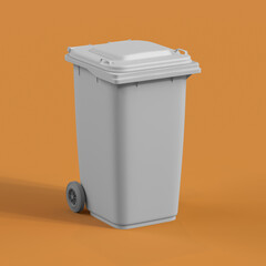 Perspective View of Single 2 Wheeled Recycling Garbage Container