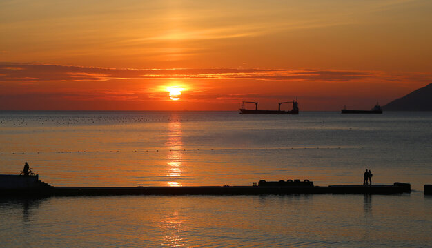 Photo of a beautiful sunset on the Black Sea