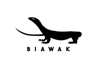 Silhouette of a lizard on a white background. Vector illustration