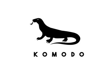 Varanus komodoensis or komodo dragon logo design