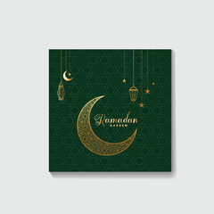 vector hanging lanterns and moon ramadan kareem