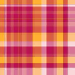 Seamless pattern of colorful tartan plaid. Repeatable background with check fabric texture. Brightly colored diagonal plaid fabric background.