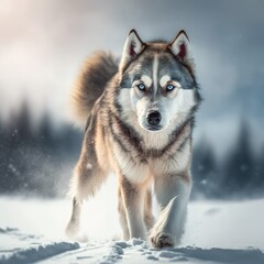 Naklejka premium Fictional representations of Siberian husky in high quality, photo style, generative AI