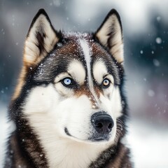 Obraz premium Fictional representations of Siberian husky in high quality, photo style, generative AI