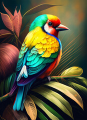 Obraz premium Colorful tropical bird. Generative AI. 