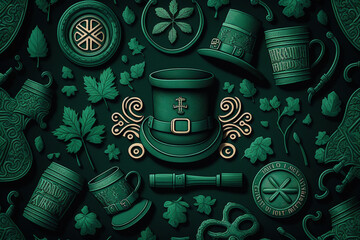 St. Patrick Day pattern green AI generated image