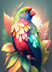 Colorful tropical bird. Generative AI. 