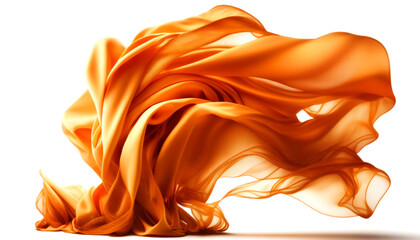 Ethereal Beauty. Orange Silk Fabric and Lace Floating in the wind in a Bright Studio. Generative AI 