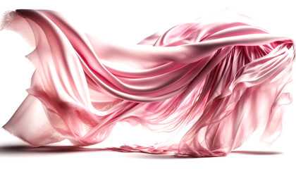 Obraz na płótnie Canvas Ethereal Beauty. Pink Silk Fabric and Lace Floating in the wind in a Bright Studio. Generative AI 