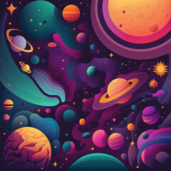 Fototapeta na wymiar background with planets