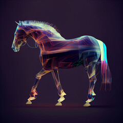 Obraz na płótnie Canvas A Horse With Glitched Mane And Tail That Appear To Be Flickering And Vibrating Rapidly