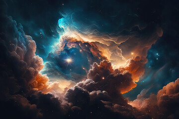 Fototapeta na wymiar Galaxy, supernova, infinite universe wallpaper. AI 