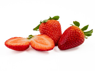 Ripe juicy strawberry isolated on white background. Close-up.