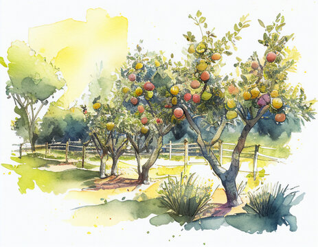 A Community Orchard filled with Fruit | Generative AI
