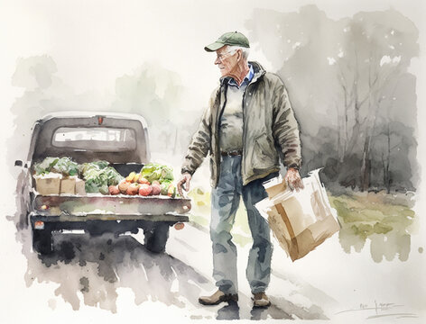 A Farmer with Fresh produce | Generative AI