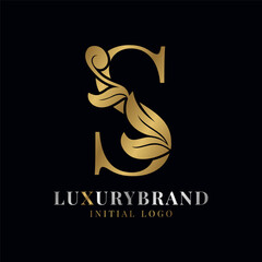 elegant letter S floral initial vector logo design element