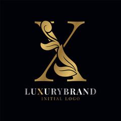 elegant letter X floral initial vector logo design element