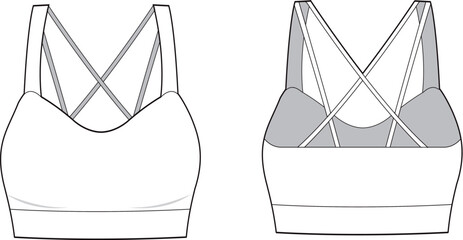 Sport bra fashion flat sketch - obrazy, fototapety, plakaty