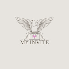 Pigeon invite logo vintage design