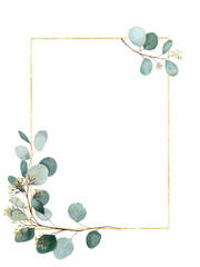 Eucalyptus wreath clipart, Watercolor eucalyptus frame, Baby blue eucalyptus wreath, green leaves, Watercolor wedding eucalyptus wreath PNG © Smiling Moon