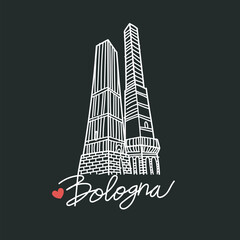 Bologna hand drawn logo line art © dadan_pm