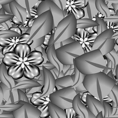 Iron Flowers and Leaves Seamless Pattern Background