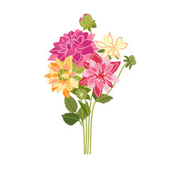 Vector design of colorful vintage flower bouquet for invitation and greeting card design