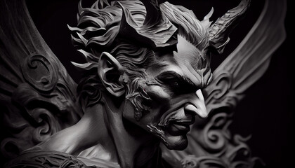 Mephistophel, graphic, symbol of dark and black magic. Daemon, Lucifer. AI generative content