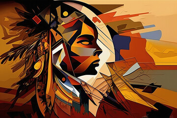 Beautiful Native American Indian abstract art, generative ai
