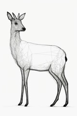 Roe deer sketch wild animal, hand drawn vector illustration. wildlife and zoo animal monochrome engraving. Roe deer or chevreuil in pencil sketch and line hatching, Generative Ai